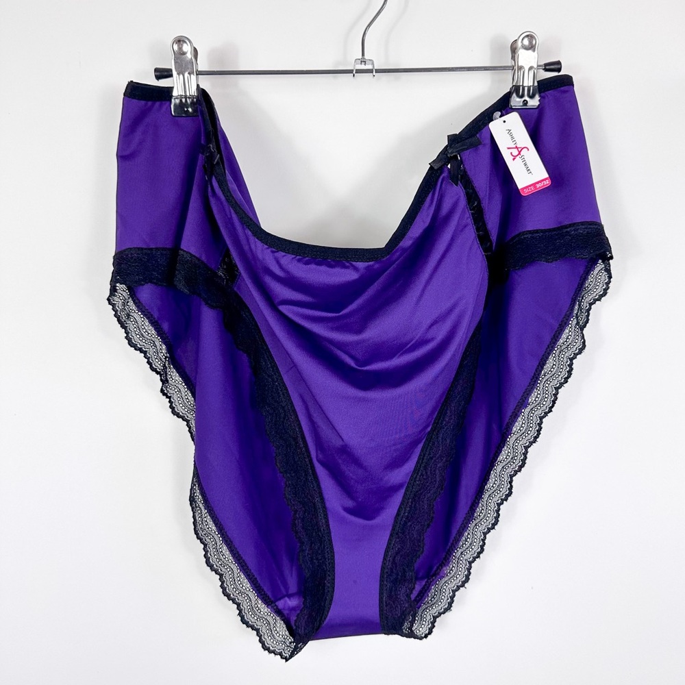 Ashley Stewart Purple & Black Lace Trim Panty